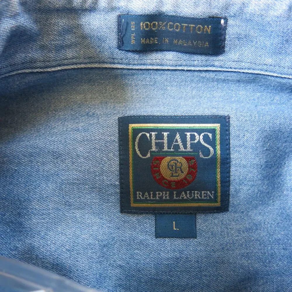 VINTAGE CHAPS RALPH LAUREN Shirt Size L Button Down Striped Business Retro 90s